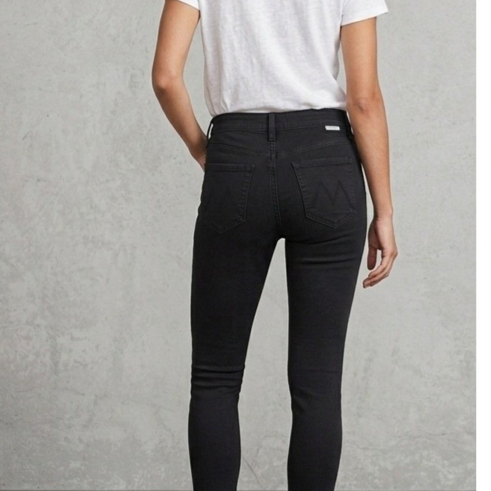 Mother Black Denim Skinny Jeans Looker Mid Rise‎ Size 28
